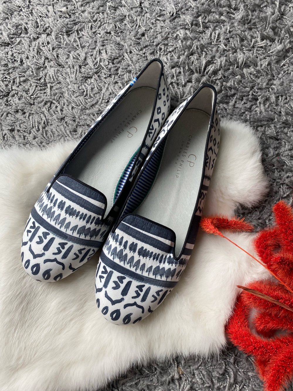 Charles Philip Shanghai Geometric Print Flats